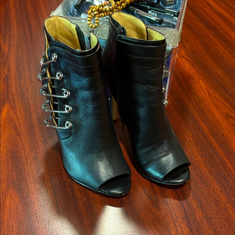 Katy Perry Collections Black Peep-Toe Ankle Booties